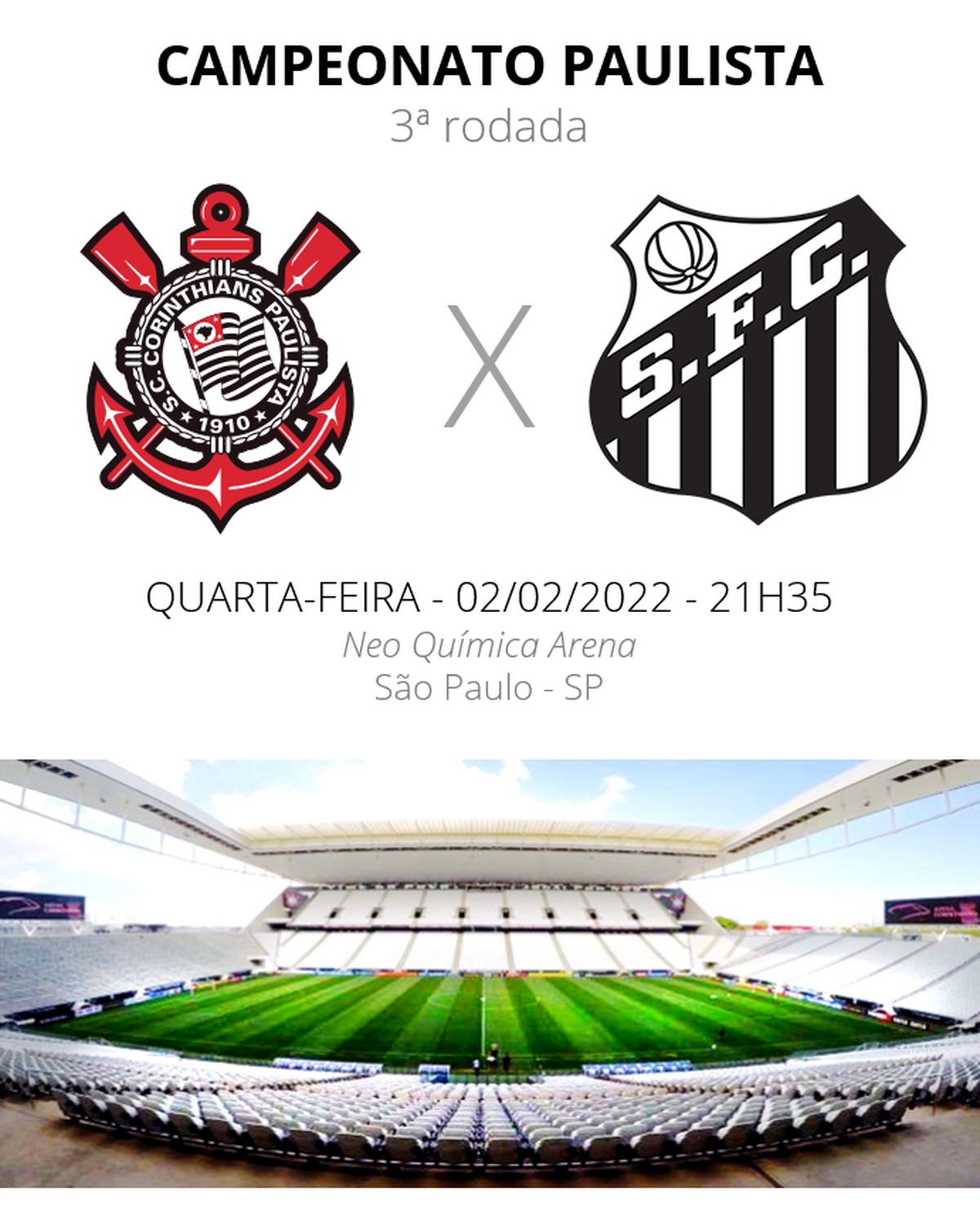 Sao Paulo, Brazil. 02nd Feb, 2022. corinthians team picture during the Campeonato  Paulista football match between Corinthians x Santos at the Neo Quimica  Arena in Sao Paulo, Brazil. Santos won the game