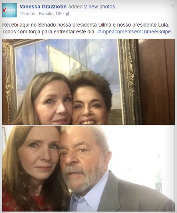 Senadora Vanessa Grazziotin publica selfie com Dilma e Lula nas redes sociais (Foto: Reprodução)