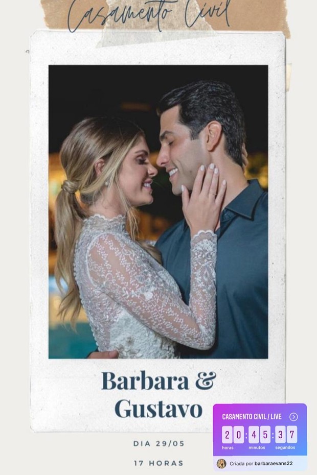 Gustavo Theodoro fala sobre casamento civil com Bárbara Evans (Foto: Reprodução/Instagram)