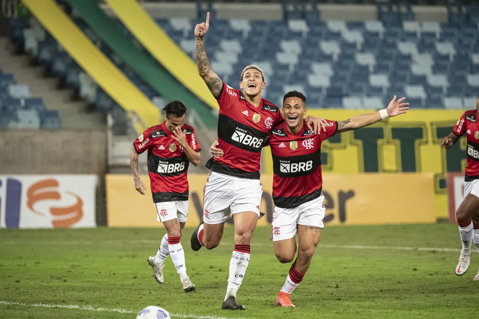 Pedro comemora gol do Flamengo contra o Cuiabá — Foto: Alexandre Vidal/Flamengo