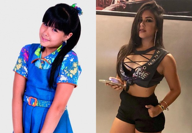 Cinthia Cruz à época de Chiquititas (2013-2015) e atualmente (Foto: Reprodução/Instagram)