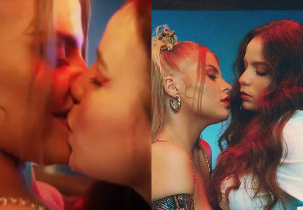 Luísa Sonza e Carol Biazin se beijam em clipe de Tentação (Foto: Reprodução)