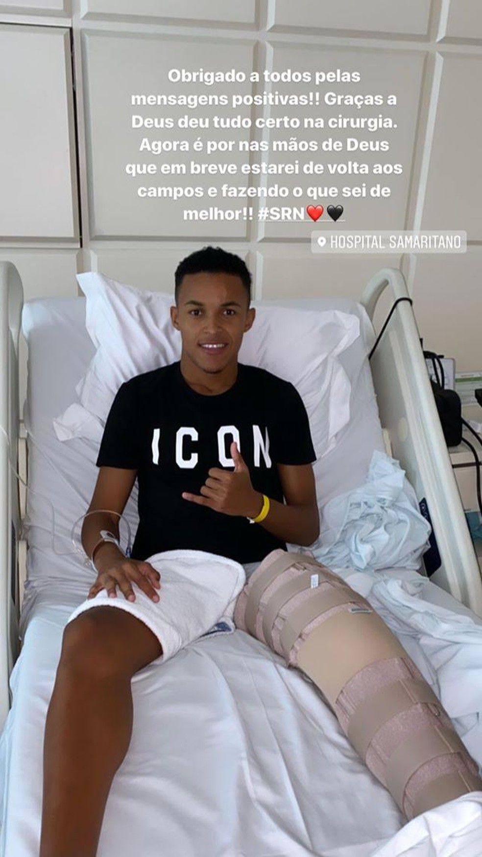 Lázaro depois da cirurgia — Foto: Reprodução/Instagram