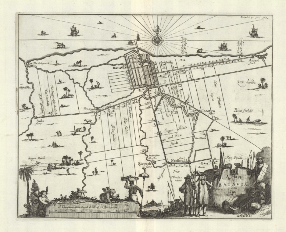 Indonésia, mapa da Batávia com todos os seus fortes, 1662 (Foto: Reprodução)