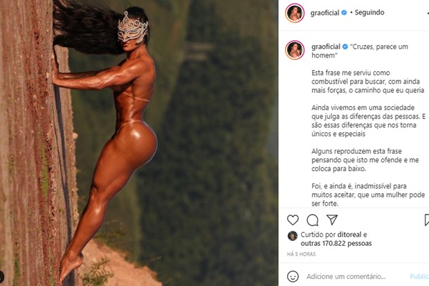 Gracyanne Barbosa desabafa sobre críticas ao seu corpo sarado (Foto: Reprodução/Instagram)
