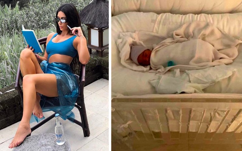 A socialite Kim Kardashian e a foto polêmica do filho caçula dela, logo após apagada pela celebridade (Foto: Instagram)