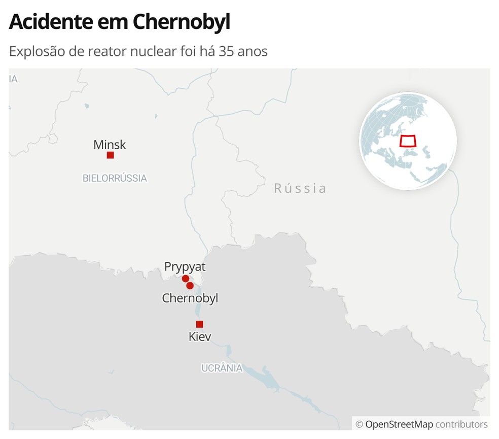 Acidente em Chernobyl: explosão de reator nuclear foi há 35 anos — Foto: G1