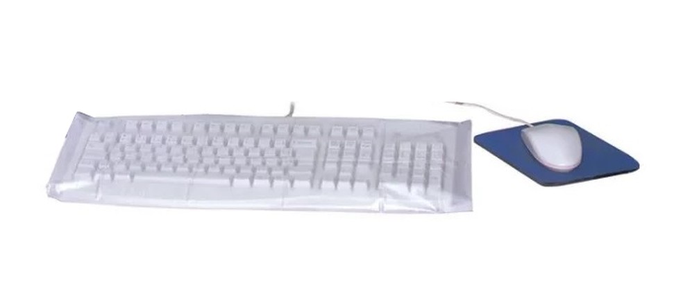 Capinha de plástico para teclado de computadores dos anos 90 e 00 (Foto: Divulgação/Balão da Informática)