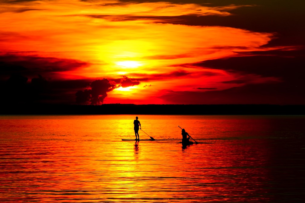 Por do sol alaranjado deixa o céu de Palmas ainda mais bonito — Foto: Rafael Felipe/Divulgação