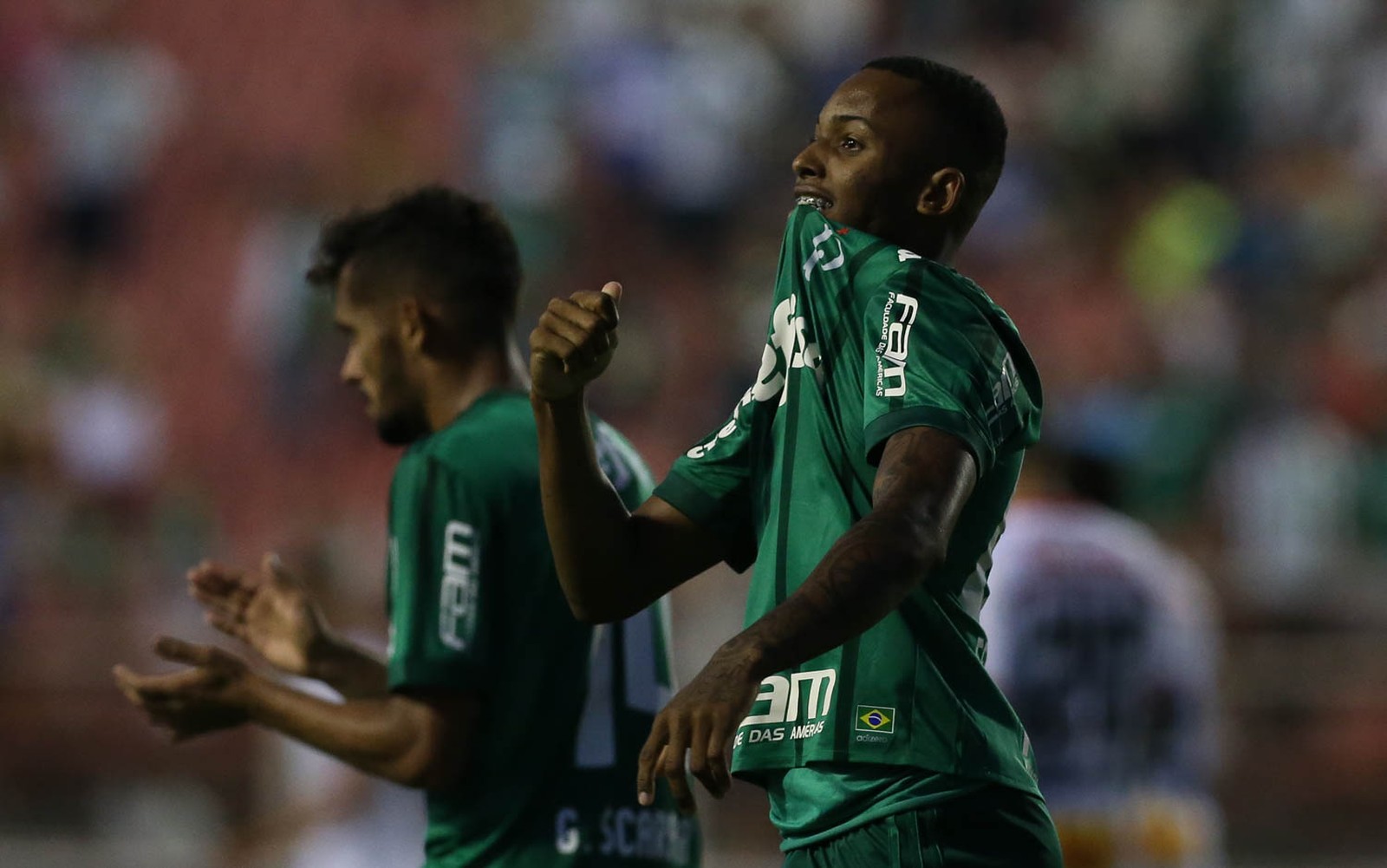 Fernando comemora primeiro gol pelo Palmeiras