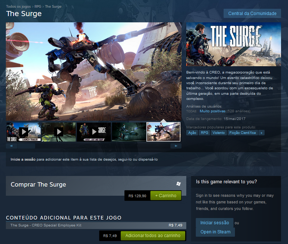 Como Fazer Download Do Game The Surge No Pc Xbox One E Ps4 Jogos De Acao Techtudo