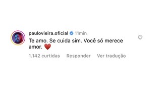 'BBB': Paulo Vieira manda mensagem de apoio a Lexa — Foto: Reprodução/Instagram