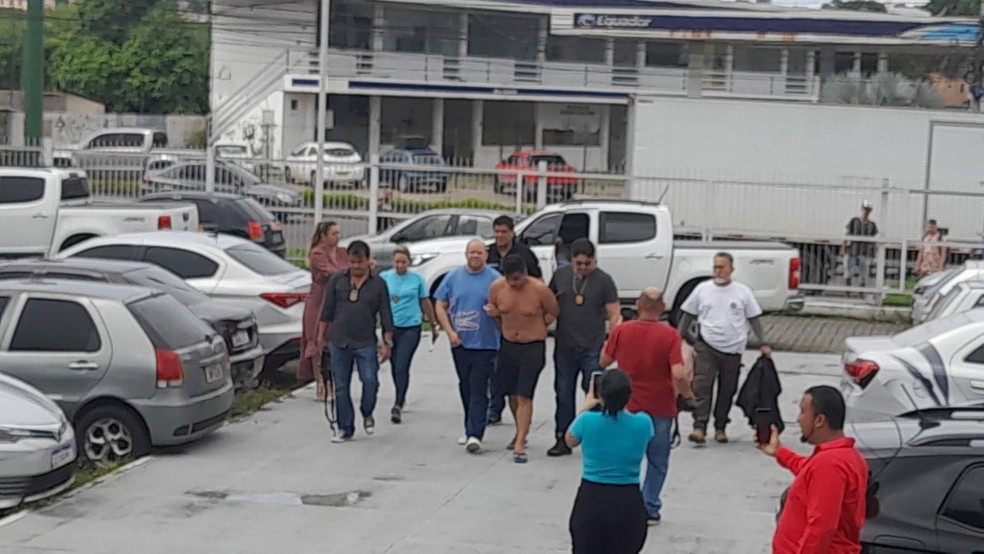 Suspeito de matar servidora do TRT em Manaus foi preso pela Pol&iacute;cia Civil.  &mdash; Foto: Karla Melo/Rede Amaz&ocirc;nica
