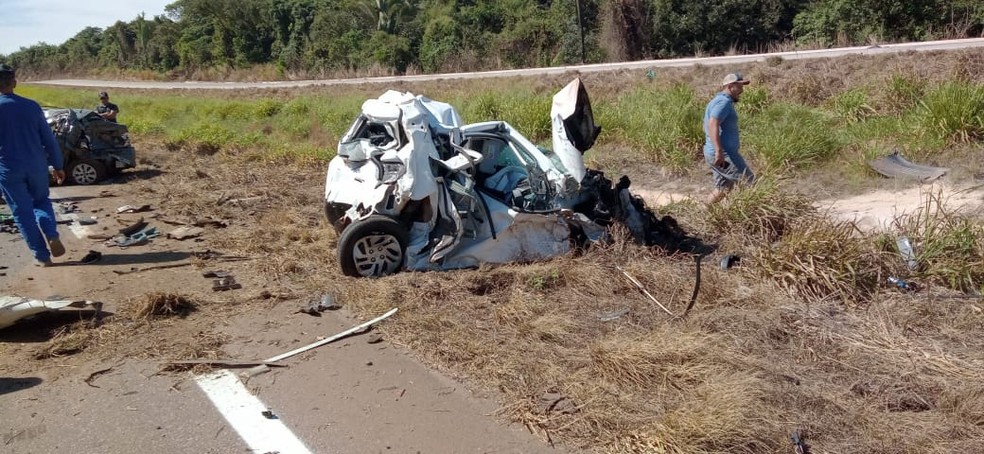 O acidente foi registrado no km 335 da BR-364, por volta de 10h35 — Foto: Reprodução