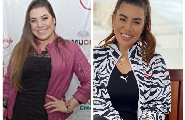 A cantora Nayara Azevedo em 2011 e atualmente  (Foto: Reprodução)