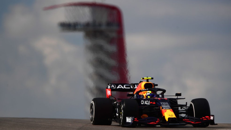Sergio Pérez, da RBR, nos treinos livres do GP dos EUA — Foto:  Mario Renzi - Formula 1/Formula 1 via Getty Images