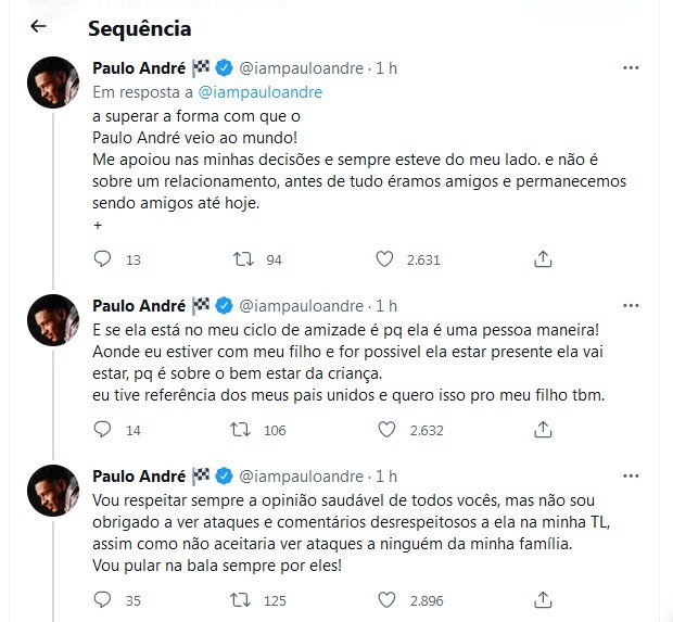 Tweets de Paulo André (Foto: Reprodução/Twitter)