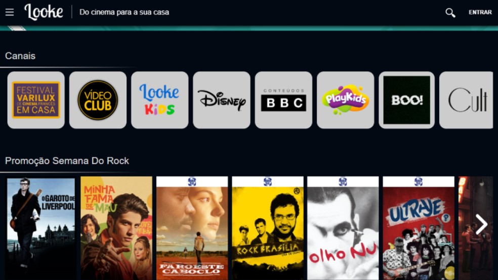 Looke tem modalidades de assinatura, aluguel e compra de títulos — Foto: Reprodução/Paulo Alves