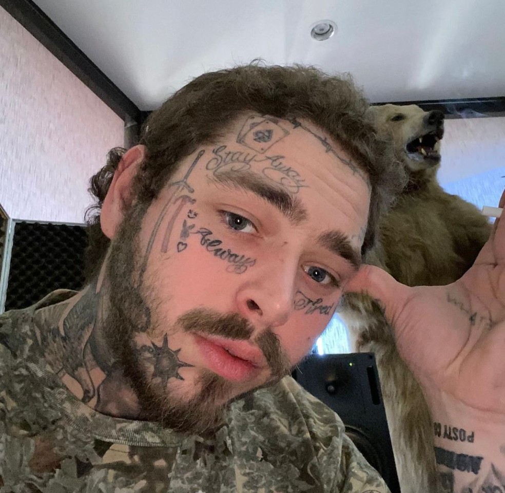 As muitas tatuagens de Post Malone — Foto: Reprodução/Instagram