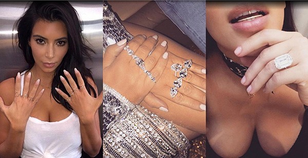 Kim Kardashian e algumas de suas joias (Foto: Reprodução / Instagram)