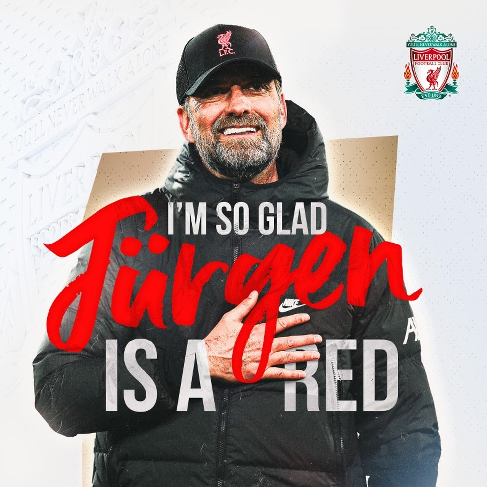 Jürgen Klopp renovou seu contrato com Liverpool — Foto: Divulgação/Liverpool