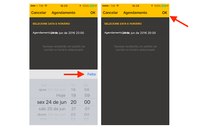 Configurando o agendamento de uma corrida de táxi através do Easy Taxi para iPhone (Foto: Reprodução/Marvin Costa)