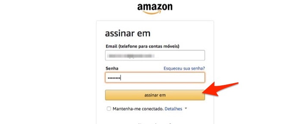 Ação para logar uma conta da Amazon no Amazon Drive na web — Foto: Reprodução/Marvin Costa