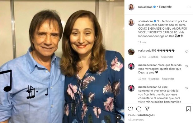Sônia Abrão homenageia Roberto Carlos (Foto: Reprodução / Instagram)