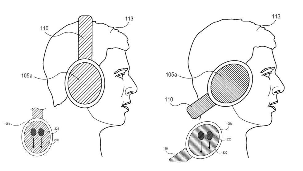 Nova patente mostra headphone da Apple com controle por gestos — Foto: Reprodução/United States Patent and Trademark Office