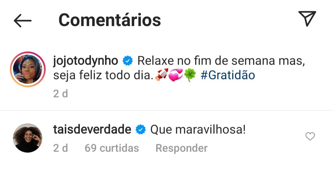 Taís Araújo elogia Jojo Todynho (Foto: Reprodução / Instagram )