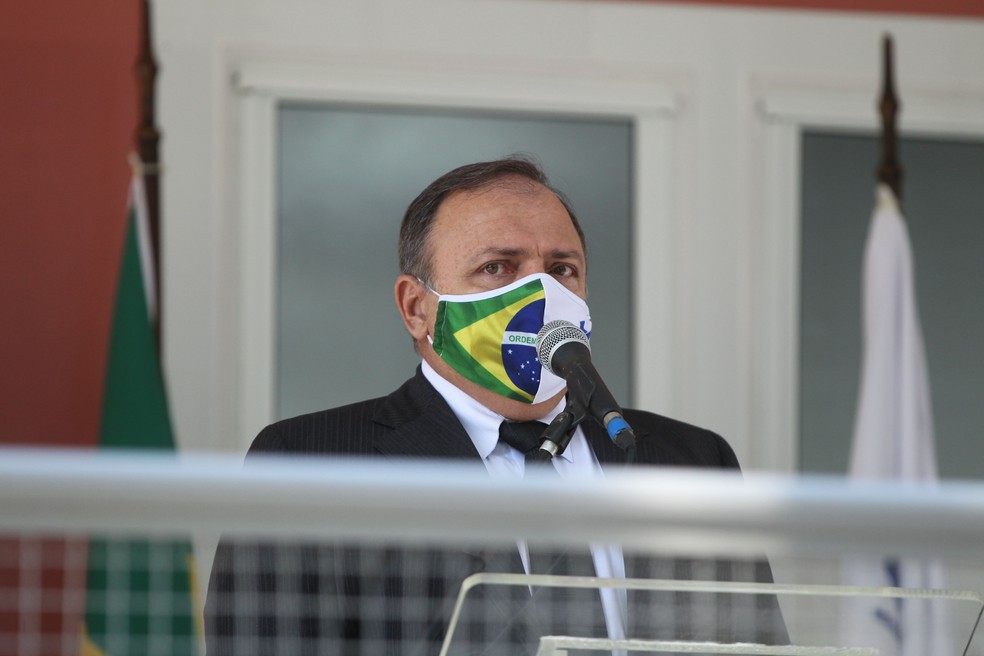 Ministro Eduardo Pazuello, inaugura unidade de apoio ao diagnóstico da Covid19, na Fiocruz, em 10 de agosto — Foto: Estefan Radovicz/Agência O Dia/Estadão Conteúdo