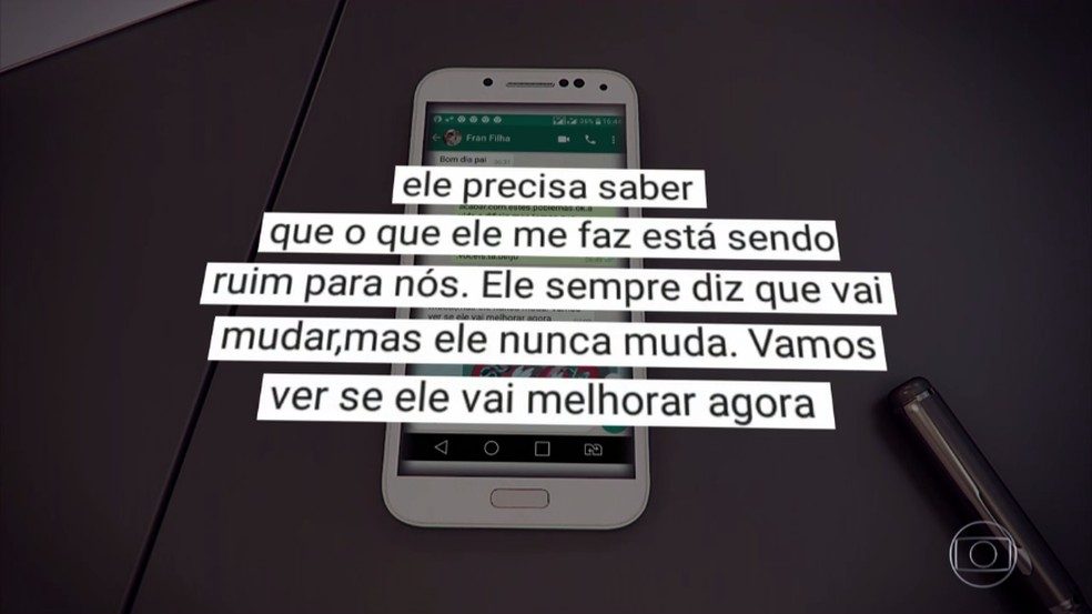 Franciele comentou sobre relação complicada com o marido em mensagens enviadas para o pai, que mora em Paiçandu — Foto: Reprodução/RPC