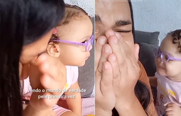 Criança com autismo enxerga pela primeira vez e mãe se emociona com reação da menina (Foto: Reprodução/ Instagram)