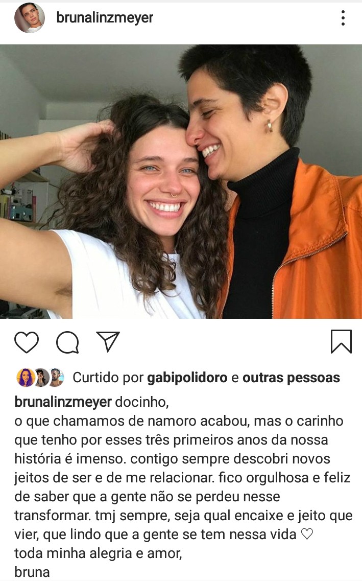 Bruna Linzmeyer e Priscila Fiszman terminam namoro (Foto: Reprodução / Instagram)