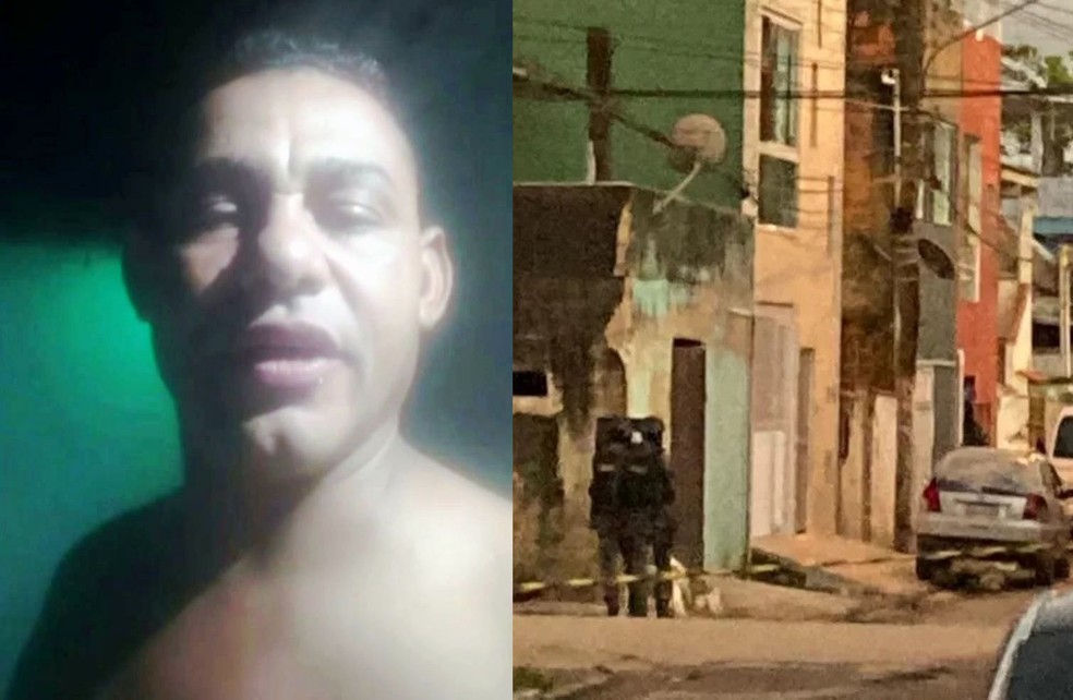 Homem fez live na web após atirar na esposa e ser cercado pela polícia em Guarujá, SP — Foto: Reprodução/Plantão Guarujá