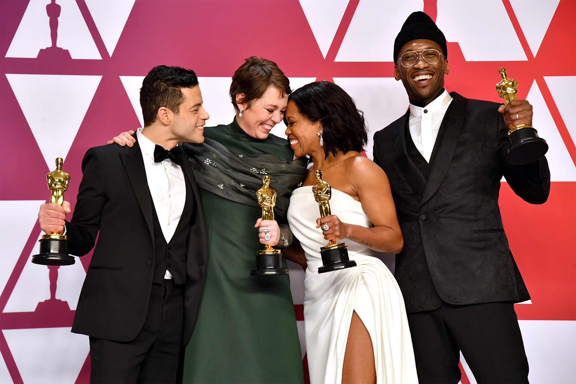 Rami Malek, Olivia Colman, Regina King e Mahershala Ali no Oscar 2019 (Foto: Getty Images)