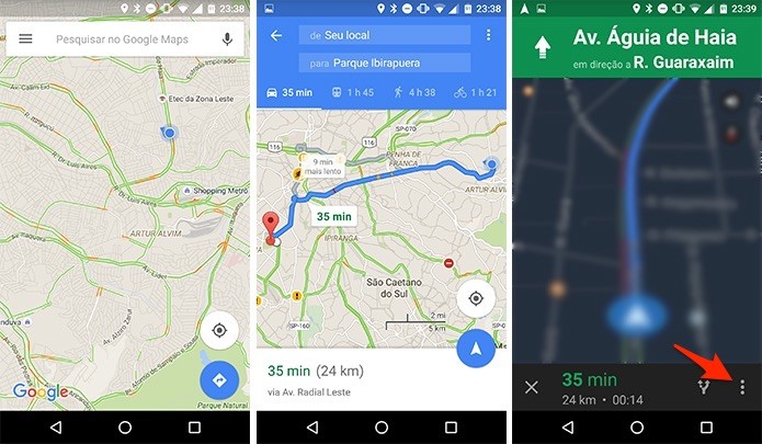 Acessando o menu de configurações de navegação do Google Maps no Android. (Foto: Reprodução/Alessandro Junior)