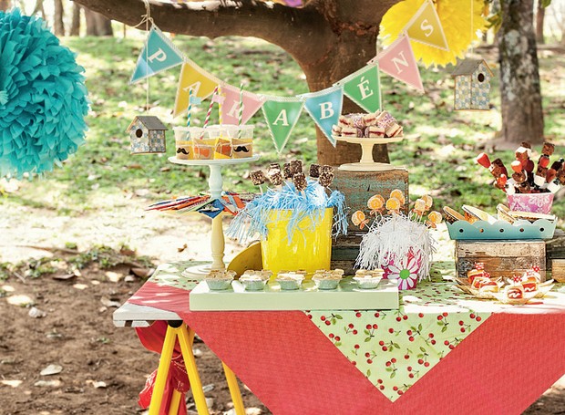 Decoração para festa infantil, material rosa, bolo de árvore, para