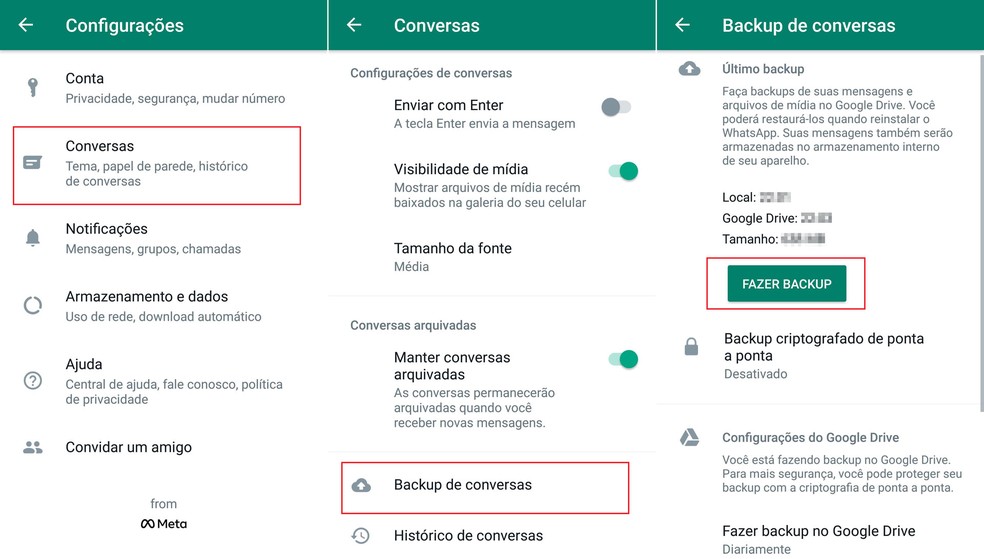 Como fazer backup de conversas no WhatsApp — Foto: Reprodução/WhatsApp