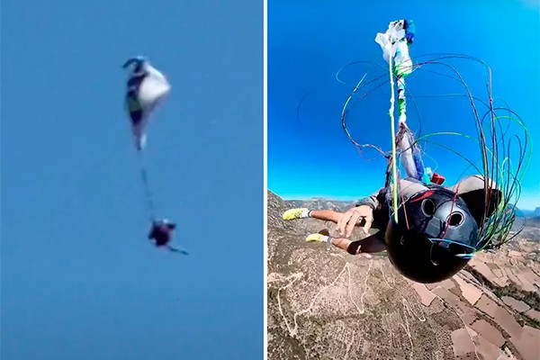 Vídeo mostra paraquedista caindo após paraquedas enrolar e não