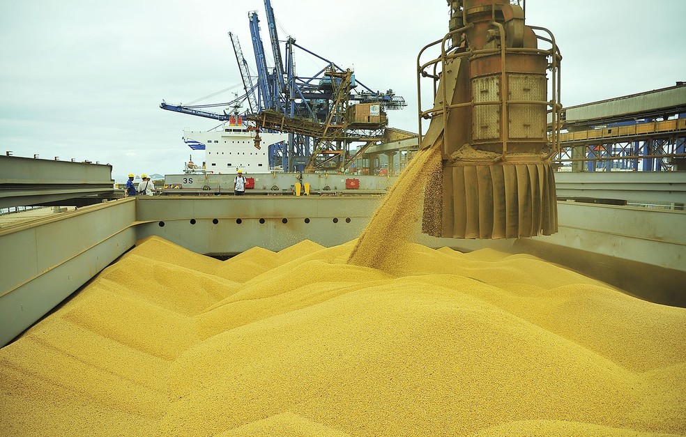 Exportação de soja no porto de Paranaguá (PR) — Foto: Divulgação/ Governo do Paraná