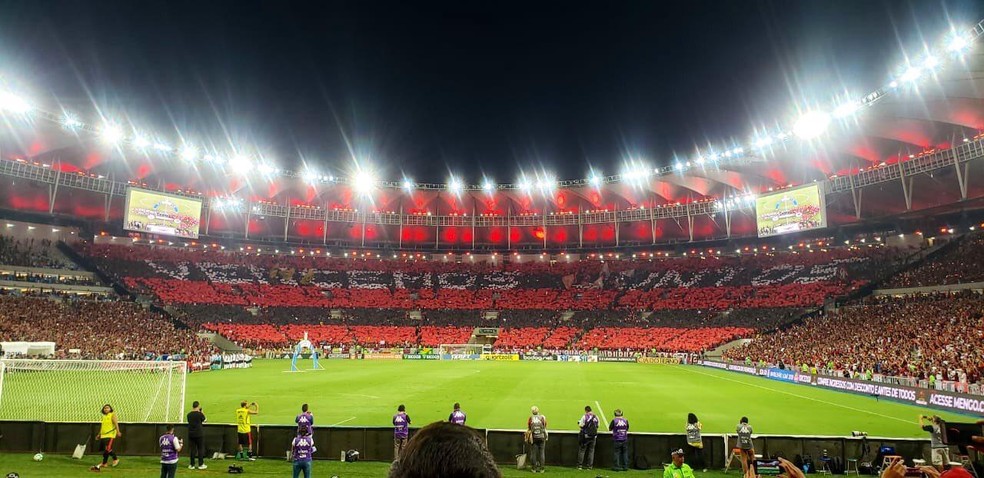 Mosaico da torcida do Flamengo na partida contra o Ceará — Foto: Twitter Não Rubro-Negra