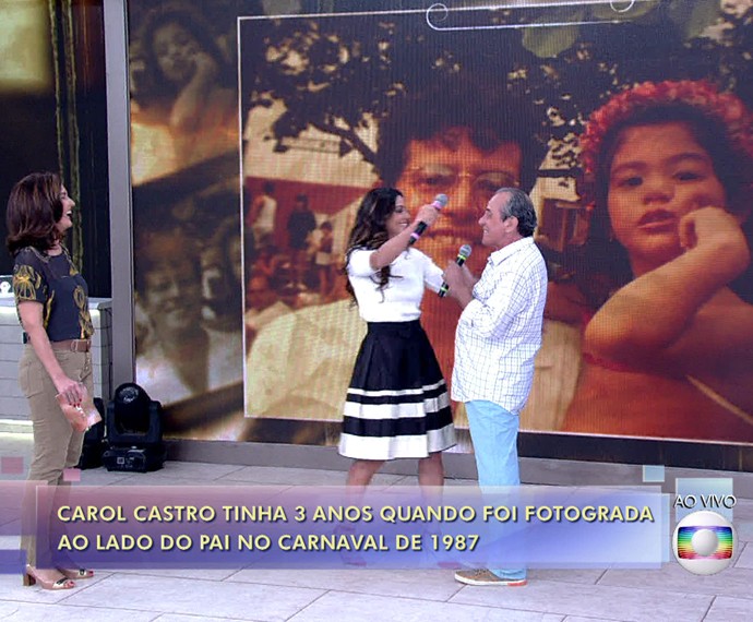 Carol Castro recebe surpresa, ao vivo, no 'Encontro' (Foto: TV Globo)