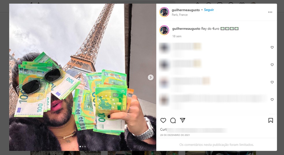 Guilherme durante viagem a Paris — Foto: Reprodução/Instagram