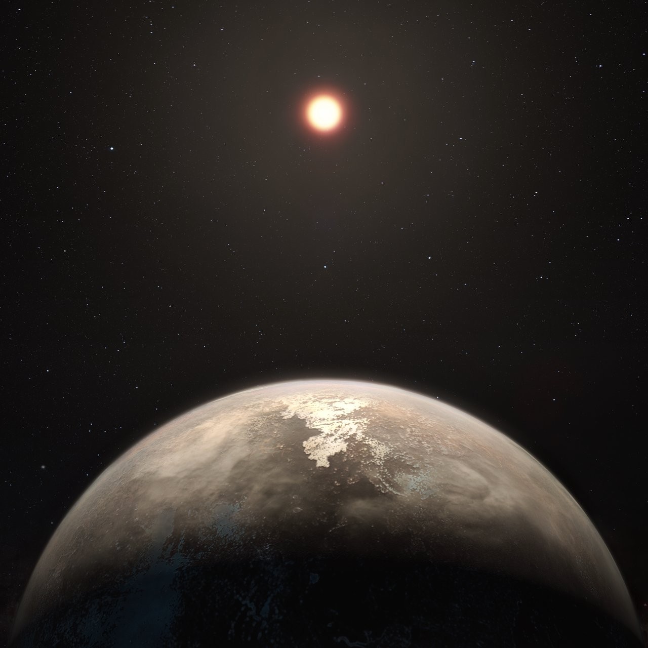 Projeção artística da Ross 128 b e sua estrela (Foto: NASA)