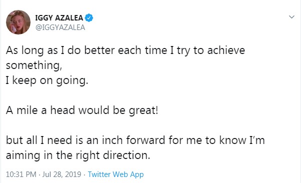 Iggy Azalea desabafa nas redes após lançar o álbum In My Defense (Foto: Reprodução / Twitter)