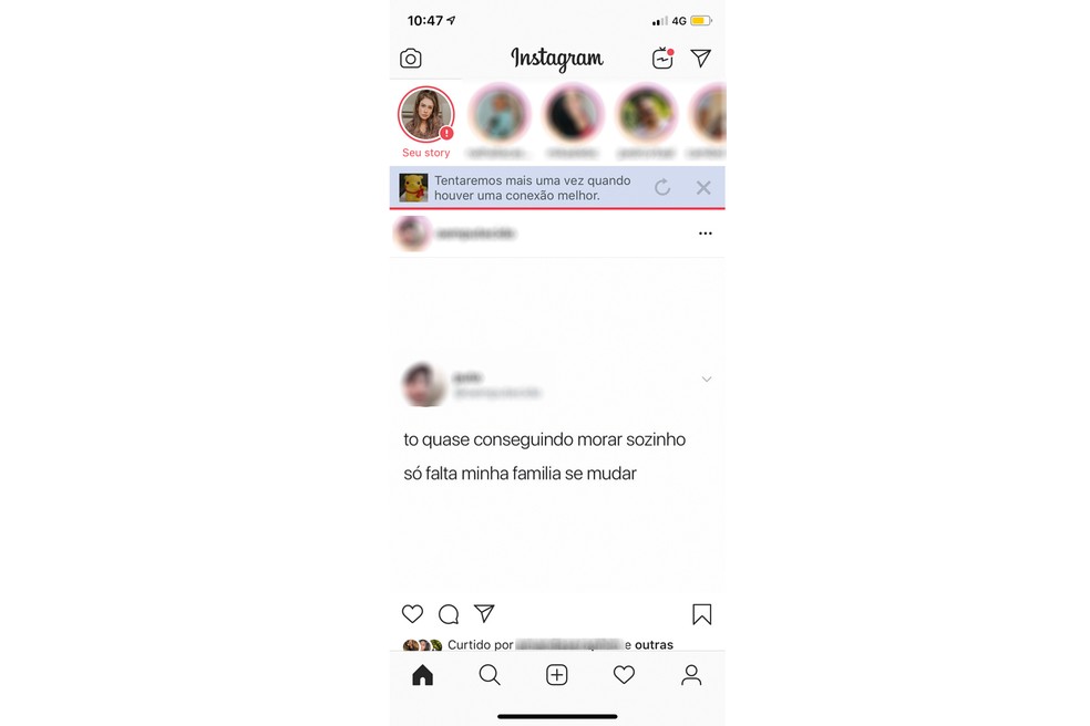 Instagram exibe mensagem de erro ao postar Stories — Foto: Reprodução/Instagram