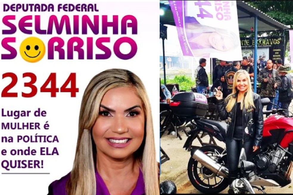 Selminha Sorriso: candidata motoqueira — Foto: Reprodução/Redes sociais