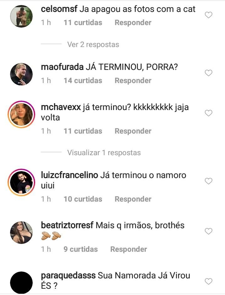 Fãs questionam sobre fim de namoro de Adriano e Florence (Foto: Reprodução / Instagram)