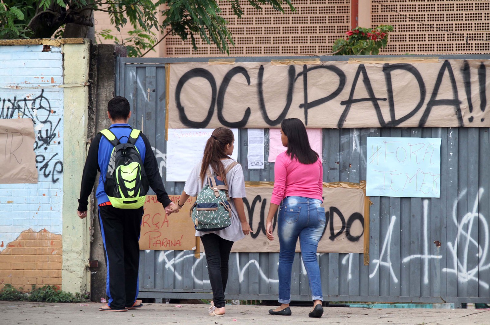 Terceiro dia de ocupação do prédio da Escola Estadual Ruy Rodriguez, no bairro Itajaí, em Campinas (SP) (Foto: Denny Cesare/ Estadão Conteúdo)